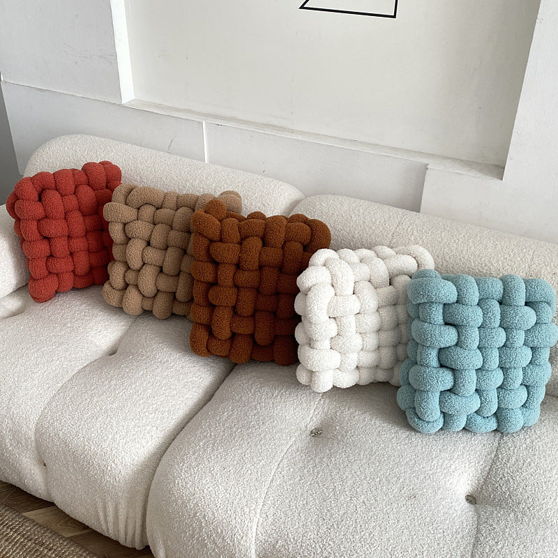 Nordic Lamb Fleece Pillow Square Woven Chair Cushion