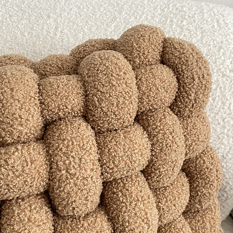 Nordic Lamb Fleece Pillow Square Woven Chair Cushion