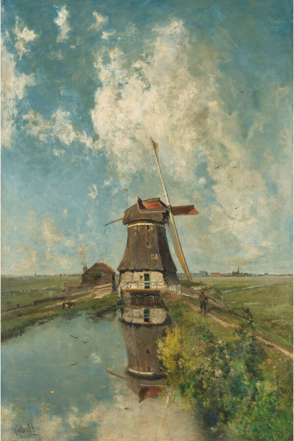 Een molen aan een poldervaart
